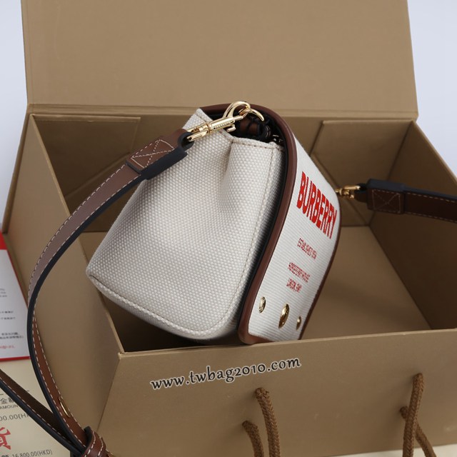 Burberry專門店新款棉質白色帆布包 巴寶莉女款單肩斜挎包 yxb1199